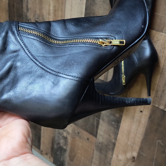 Charles David Black Leather Mid Calf Pointed Stilleo Heel Boots Sz 10 Women - Picture 5 of 17